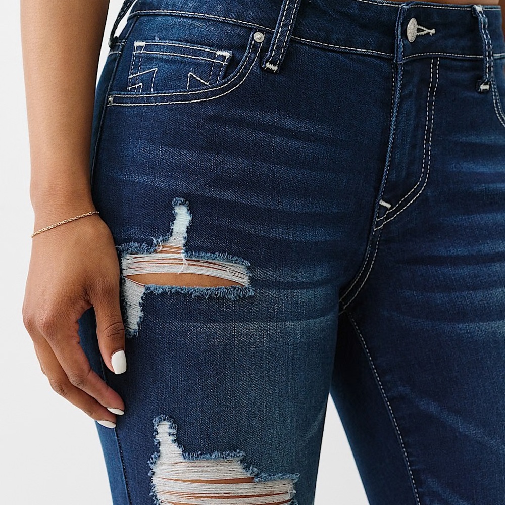 True religion, distressed women’s skinny jeans Women's Distressed Blue Jeans